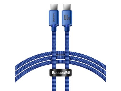 Baseus CAJY000603 Crystal Shine Series Datový Kabel USB-C - USB-C 100W 1,2m Blue