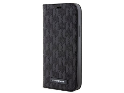 Karl Lagerfeld PU Saffiano Monogram Book Pouzdro pro iPhone 12/12 Pro Black