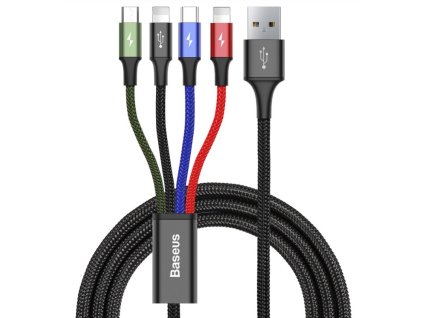 4v1 nabíjecí kabel - 1x USB-C, 2x Lightning, 1x MicroUSB / 3.5A / 1.2m