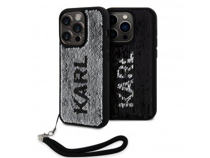 Karl Lagerfeld Sequins Reversible Zadní Kryt pro iPhone 15 Pro Max Black/Silver