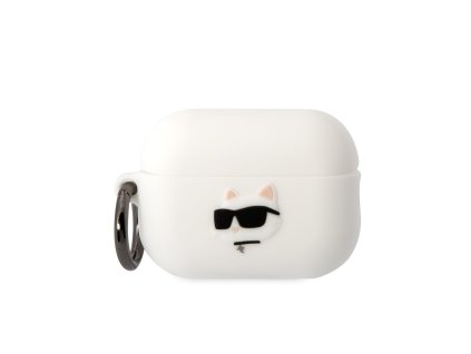Karl Lagerfeld 3D Logo NFT Choupette Head Silikonové Pouzdro pro Airpods Pro 2 White