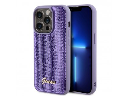 Guess Sequin Script Logo Zadní Kryt pro iPhone 15 Pro Max Purple