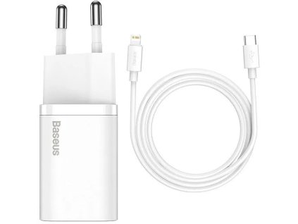 Baseus TZCCSUP-B02 Super Si Quick Nabíječka USB-C 20W + Simple Wisdom Data Kabel USB-C to iP 1m White