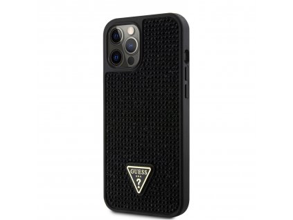 Guess Rhinestones Triangle Metal Logo Kryt pro iPhone 12 Pro Max Black