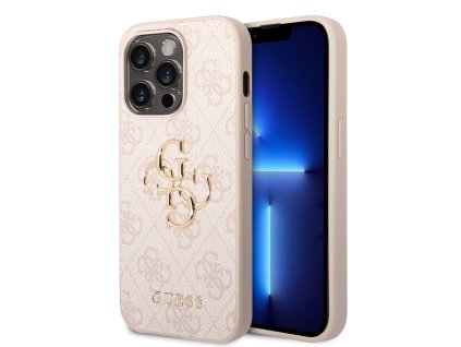 Guess PU 4G Metal Logo Zadní Kryt pro iPhone 15 Pro Max Pink