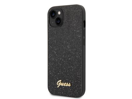Guess PC/TPU Glitter Flakes Metal Logo Zadní Kryt pro iPhone 14 Black