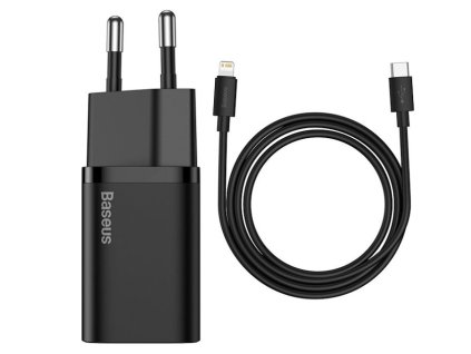 Baseus TZCCSUP-B01 Super Si Quick Nabíječka USB-C 20W + Simple Wisdom Data Kabel USB-C to iP 1m Black