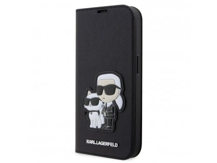 Karl Lagerfeld PU Saffiano Karl and Choupette NFT Book Pouzdro pro iPhone 14 Pro Black