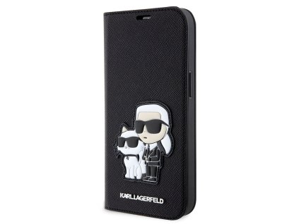 Karl Lagerfeld PU Saffiano Karl and Choupette NFT Book Pouzdro pro iPhone 13 Black