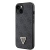 Guess PU 4G Strass Triangle Metal Logo Zadní Kryt pro iPhone 15 Black