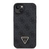 Guess PU 4G Strass Triangle Metal Logo Zadní Kryt pro iPhone 15 Black