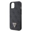 Guess PU 4G Strass Triangle Metal Logo Zadní Kryt pro iPhone 15 Black