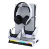iPega P5S006 Multifunkční Nabíjecí RGB Stojan s Chlazením pro PS5 Slim White