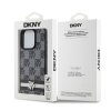 DKNY PU Leather Checkered Pattern and Stripe Zadní Kryt pro iPhone 14 Pro Max Black