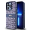 DKNY PU Leather Repeat Pattern Tonal Stripe Zadní Kryt pro iPhone 14 Pro Blue