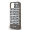 DKNY PU Leather Repeat Pattern Bottom Stripe Zadní Kryt pro iPhone 13 Brown