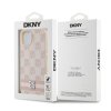 DKNY PU Leather Checkered Pattern and Stripe Zadní Kryt pro iPhone 13 Pink