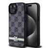 DKNY PU Leather Checkered Pattern and Stripe Zadní Kryt pro iPhone 15 Black