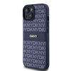 DKNY PU Leather Repeat Pattern Tonal Stripe Zadní Kryt pro iPhone 15 Blue
