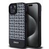 DKNY PU Leather Repeat Pattern Bottom Stripe MagSafe Zadní Kryt pro iPhone 15 Black
