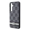 DKNY PU Leather Checkered Pattern and Stripe Zadní Kryt pro Samsung Galaxy S24+ Black