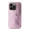 Karl Lagerfeld Wrinkled PU Signature Logo Zadní Kryt pro iPhone 15 Pro Max Pink