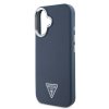 Guess PU Grained Triangle Logo Zadní Kryt pro iPhone 16 Blue