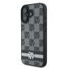 DKNY PU Leather Checkered Pattern and Stripe Zadní Kryt pro iPhone 16 Black