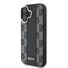 DKNY PU Leather Checkered Pattern Magsafe Zadní Kryt pro iPhone 16 Plus Black