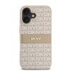 DKNY PU Leather Repeat Pattern Tonal Stripe Zadní Kryt pro iPhone 16 Plus Pink
