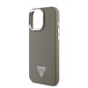 Guess PU Grained Triangle Logo Zadní Kryt pro iPhone 16 Pro Brown