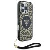 Guess IML Leopard Triangle Logo Strap MagSafe Zadní Kryt pro iPhone 16 Pro Brown