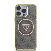 Guess IML 4G Glitter and Triangle Logo MagSafe Zadní Kryt pro iPhone 16 Pro Max Brown