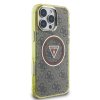 Guess IML 4G Glitter and Triangle Logo MagSafe Zadní Kryt pro iPhone 16 Pro Max Brown