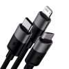 Baseus StarSpeed 3v1 Fast Charging Datový Kabel USB-A - USB-C/Lighting/MicroUSB 20W 3.5A 1.2m Black