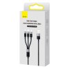Baseus StarSpeed 3v1 Fast Charging Datový Kabel USB-A - USB-C/Lighting/MicroUSB 20W 3.5A 1.2m Black
