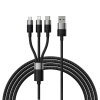 Baseus StarSpeed 3v1 Fast Charging Datový Kabel USB-A - USB-C/Lighting/MicroUSB 20W 3.5A 1.2m Black