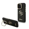 Guess PU Grained 4G Logo Stand Camera Frame Zadní Kryt pro iPhone 15 Pro Black