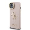 Guess PU Grained 4G Logo Stand Camera Frame Zadní Kryt pro iPhone 15 Pink