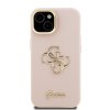 Guess PU Grained 4G Logo Stand Camera Frame Zadní Kryt pro iPhone 15 Pink