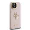 Guess PU Grained 4G Logo Stand Camera Frame Zadní Kryt pro iPhone 15 Pink