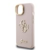 Guess PU Grained 4G Logo Stand Camera Frame Zadní Kryt pro iPhone 15 Pink