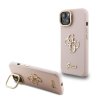 Guess PU Grained 4G Logo Stand Camera Frame Zadní Kryt pro iPhone 15 Pink