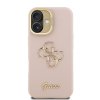 Guess PU Grained 4G Logo Stand Camera Frame Zadní Kryt pro iPhone 16 Pink