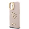 Guess PU Grained 4G Logo Stand Camera Frame Zadní Kryt pro iPhone 16 Pink