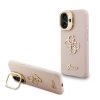 Guess PU Grained 4G Logo Stand Camera Frame Zadní Kryt pro iPhone 16 Pink