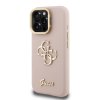 Guess PU Grained 4G Logo Stand Camera Frame Zadní Kryt pro iPhone 16 Pro Pink