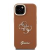 Guess PU Grained 4G Logo Stand Camera Frame Zadní Kryt pro iPhone 14 Brown