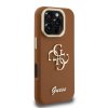 Guess PU Grained 4G Logo Stand Camera Frame Zadní Kryt pro iPhone 16 Pro Brown