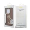 Guess PU Grained 4G Logo Stand Camera Frame Zadní Kryt pro iPhone 16 Pro Brown